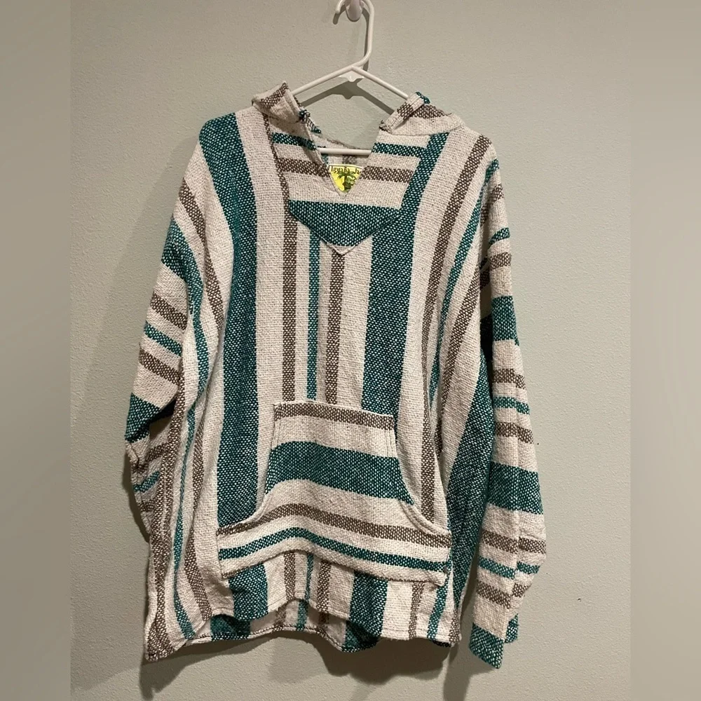 Iguana Jack Poncho white/turquoise/tan Size XL